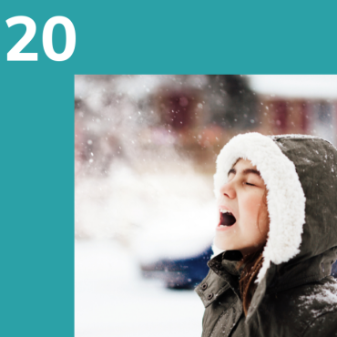 Photo of woman breathing in snowy weather